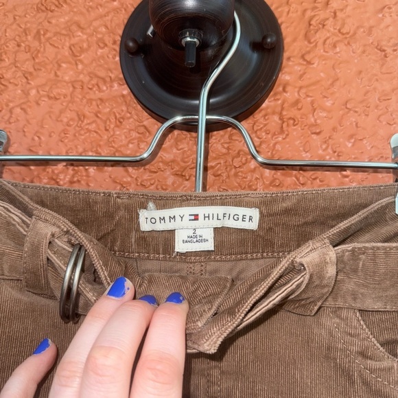 Tommy Hilfiger Corduroy Mini Skirt Belted Brown with Floral Design Size 2 Y2K - Picture 6 of 10